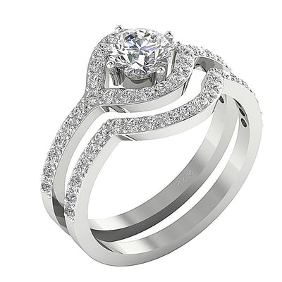 Wedding And Engagement Ring Set I1 G 2.00 Carat 14K White Gold Genuine Diamond