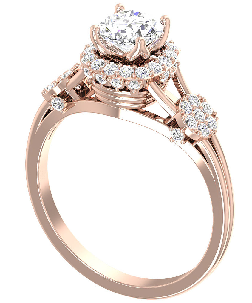 SI1 G 1.10 Carat Natural Diamond 14K White Yellow Rose Gold Designer Solitaire Cushion Halo Engagement Ring