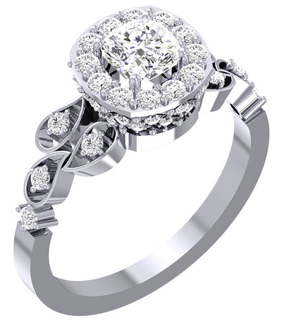Cushion Cut Solitaire Engagement Rings 14K White Gold SI1 G 1.20 Carat Natural Diamond