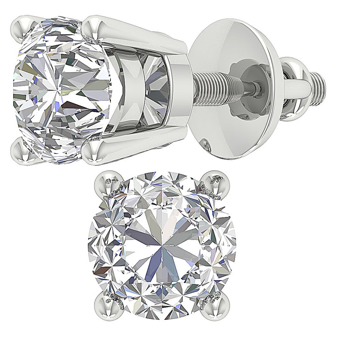 I1 H 3.25Ct Round Diamond 14k/18k Solid Gold Solitaire Studs Earrings 4 Prong Set