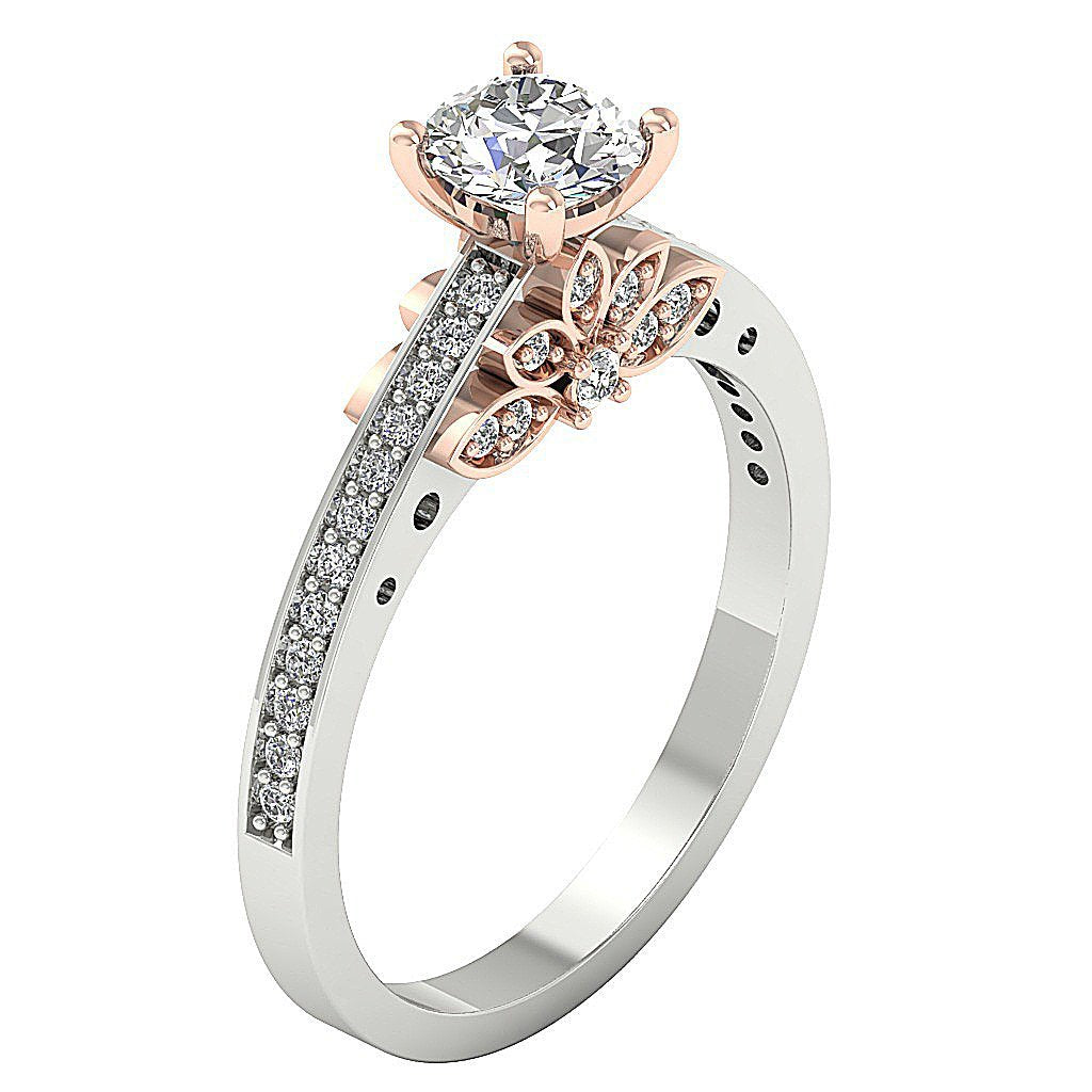 Accent With Solitaire Anniversary Natural Diamond Ring I1 G 1.10 Ct 14k Solid Gold