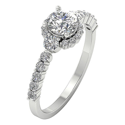 Accent Halo Solitaire Engagement Ring Natural Diamond I1 G 1.50 Ct 14k Yellow Gold Prong Set