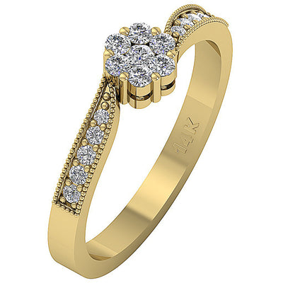 Engagement Ring Natural Diamond I1 G 0.35 Carat 14K Solid Gold Pave Set