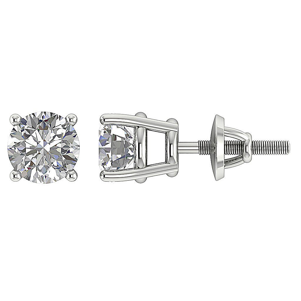 SI1 G 1.20 Ct Round Diamond 14k / 18k Solid Gold Solitaire Studs Earrings Set