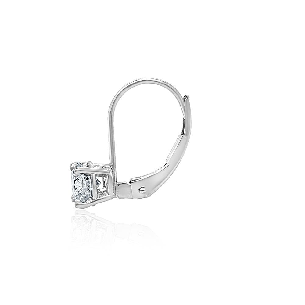 Lever Back Solitaire Studs Earrings 14k/18k Rose Gold Round Diamonds SI1 G 1.10 Ct
