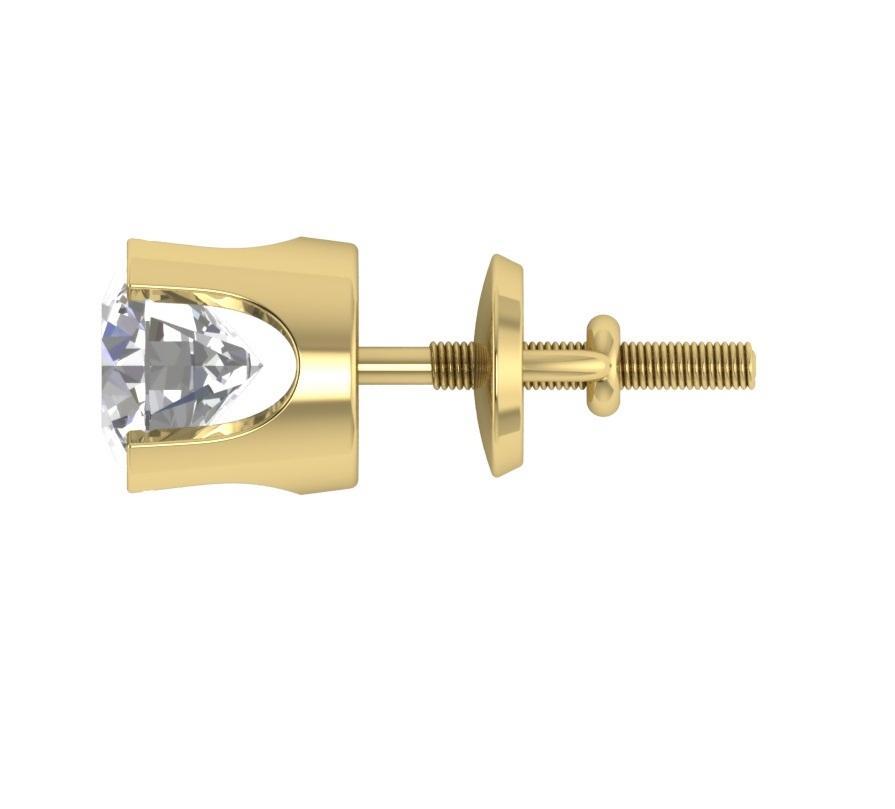 Solitaire Studs Earrings Brilliant Round Cut Diamonds I1 G 1.40 Ct 14k/18k Gold