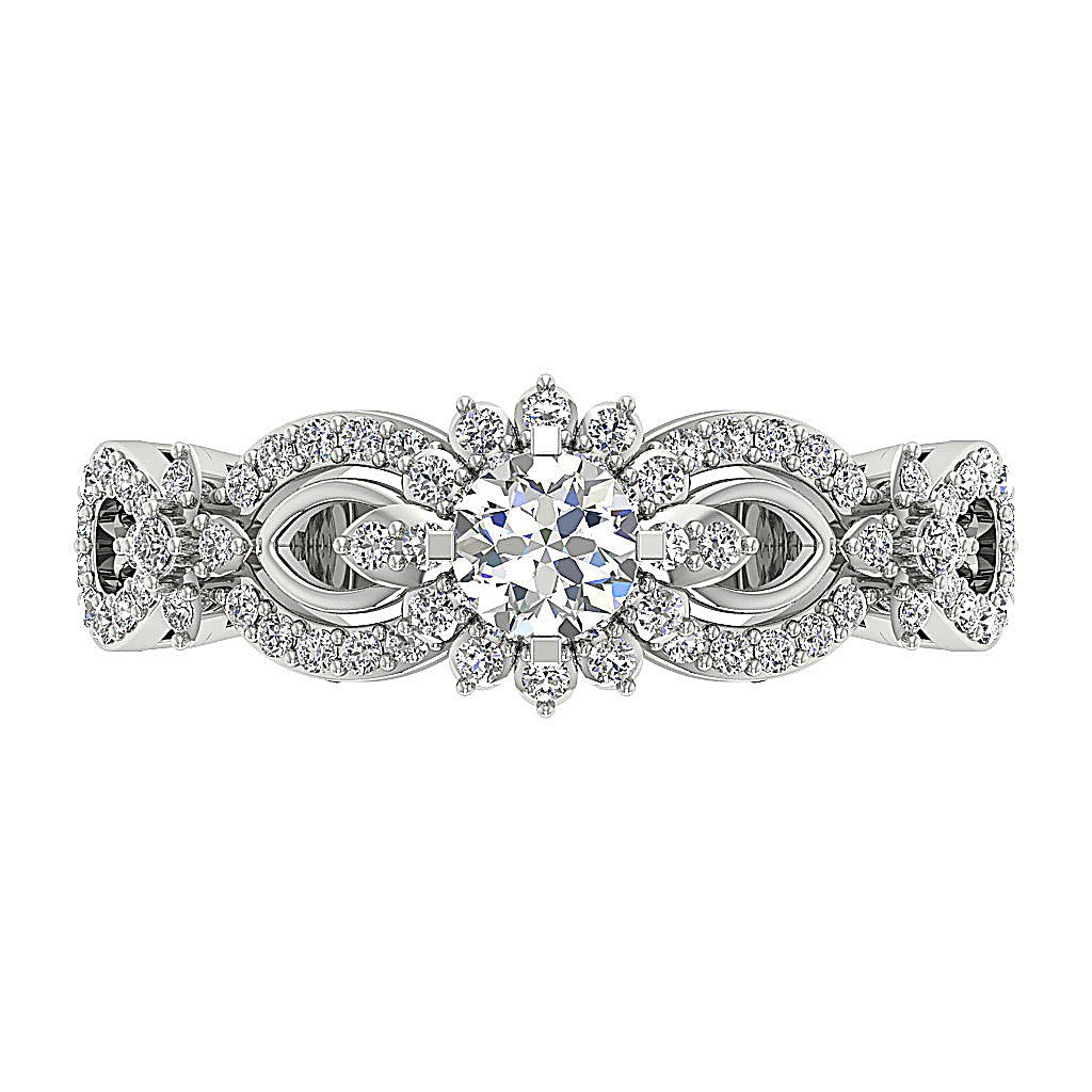 I1 G 0.70 Ct Prong Set 7.80MM 14K Gold Solitaire With Accent Natural Diamond Wedding Designer Ring