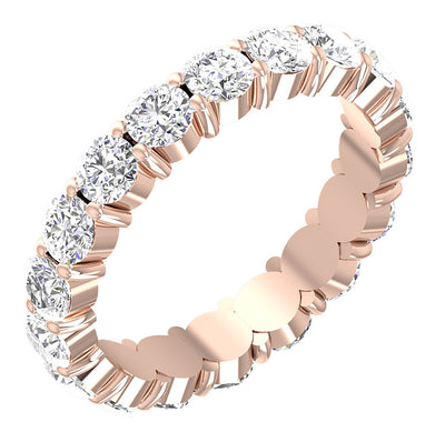 14K gold Eternity Ring Round Cut Diamond SI1 G 3.00 Carat Prong Set