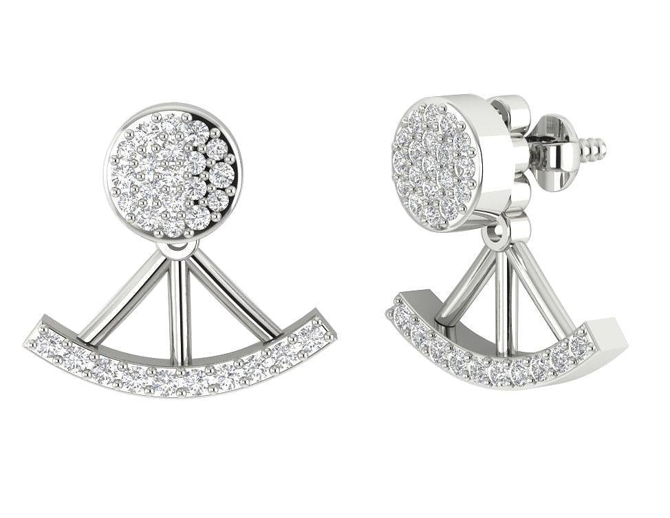 14k/18k Solid Gold Natural Diamonds I1 G 0.40 Ct Removable Jacket Studs Earrings Prong Set 13.78MM