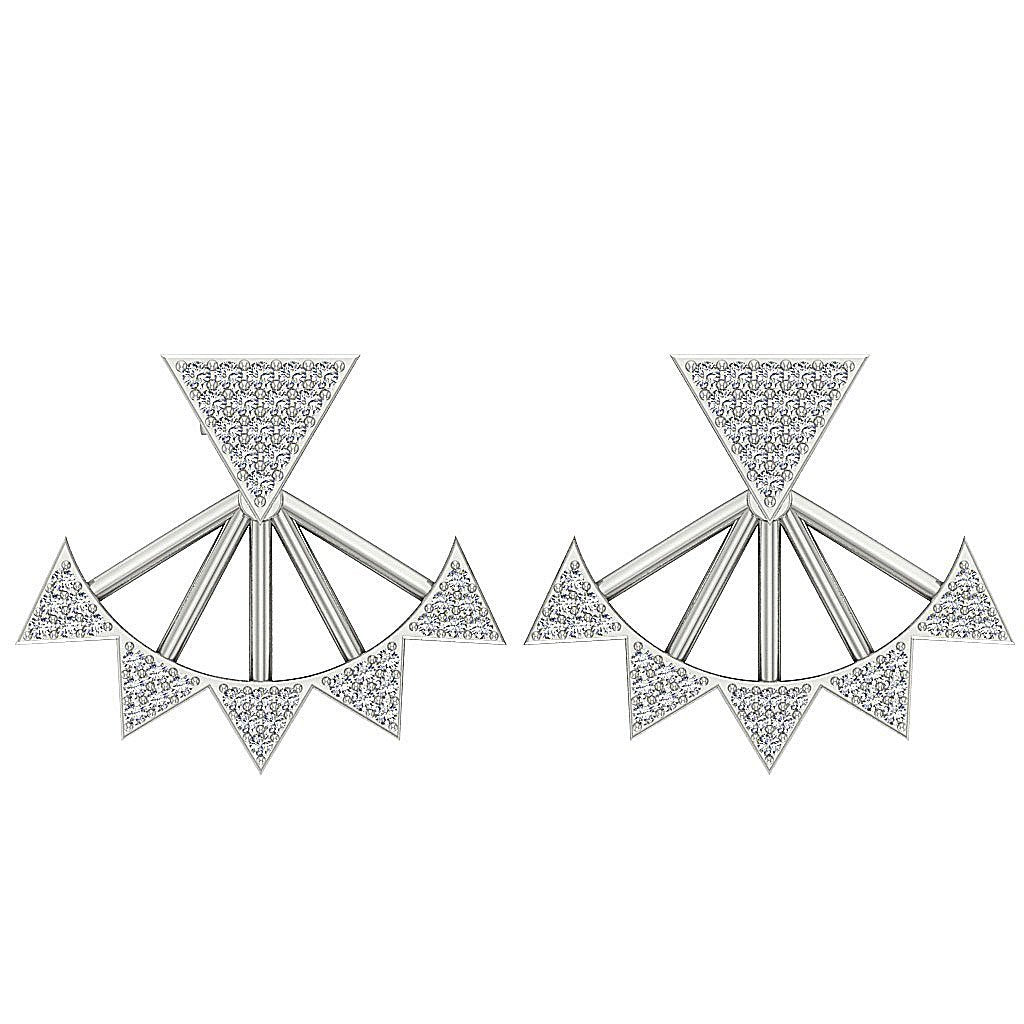 14k/18k Solid Gold Natural Diamonds I1 H 0.55 Ct Removable Jacket Studs Earrings Prong Set 20.88MM