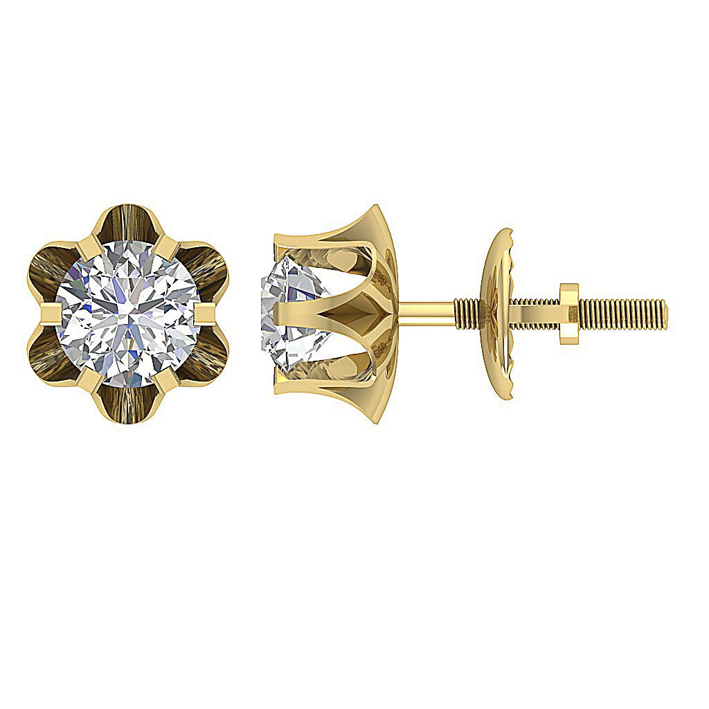 Natural Diamond Solitaire Studs Engagement Earrings SI1/I1 G 0.55 Ct 14k/18k White Gold Prong Set