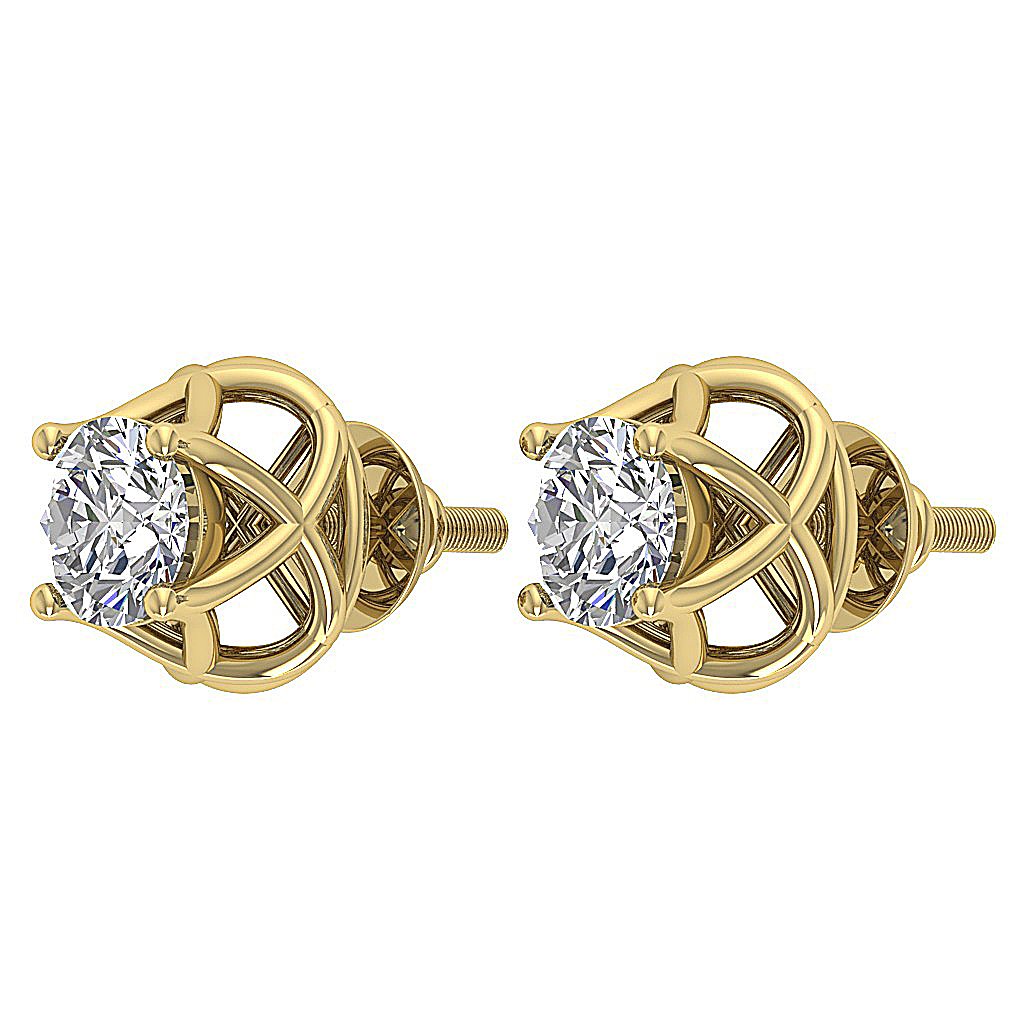 14k/18k Rose Gold SI1/I1 G 2.00 Ct Solitaire Studs Wedding Earrings Genuine Diamond Prong Set