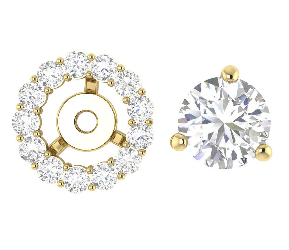 14k/18k Solid Gold Natural Diamonds SI1 G 1.45 Ct Removable Jacket Halo Studs Earrings Prong Set