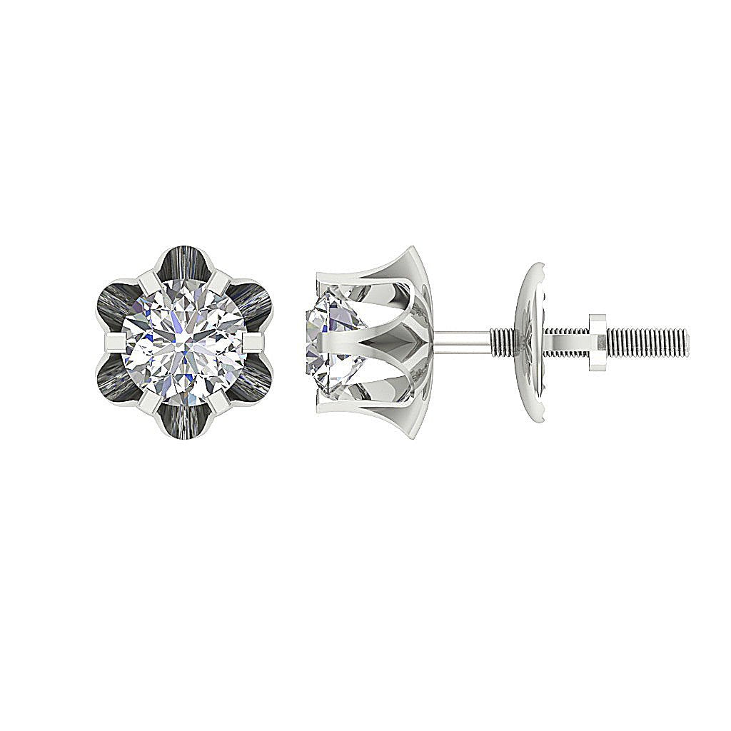 Natural Diamond Solitaire Studs Earring SI1/I1 G 0.30 Ct 14k/18k White Gold Prong Set