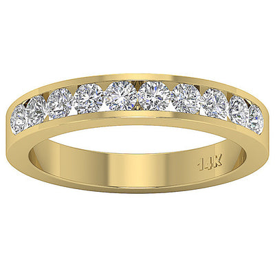 14K Solid Gold Genuine Diamond Wedding Ring I1 G 0.80 Ct Channel Set