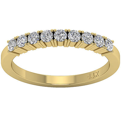 14K Yellow Gold Round Diamond Anniversary Ring I1 G 0.65 Ct Prong Set