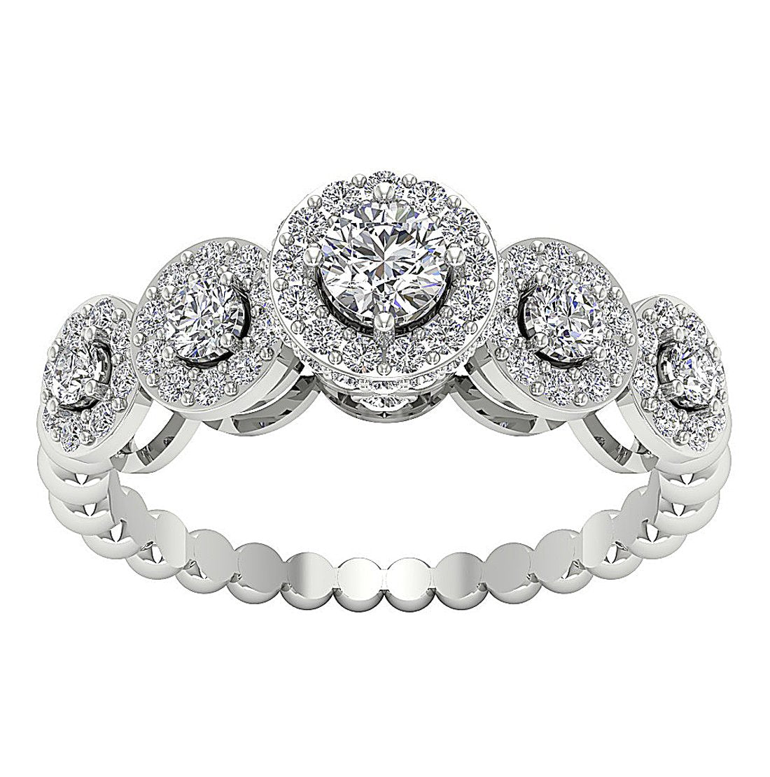 Designer Halo Solitaire Round Cut Diamond Fashion Ring SI1 G 1.10 Ct Prong Set 7.30 MM