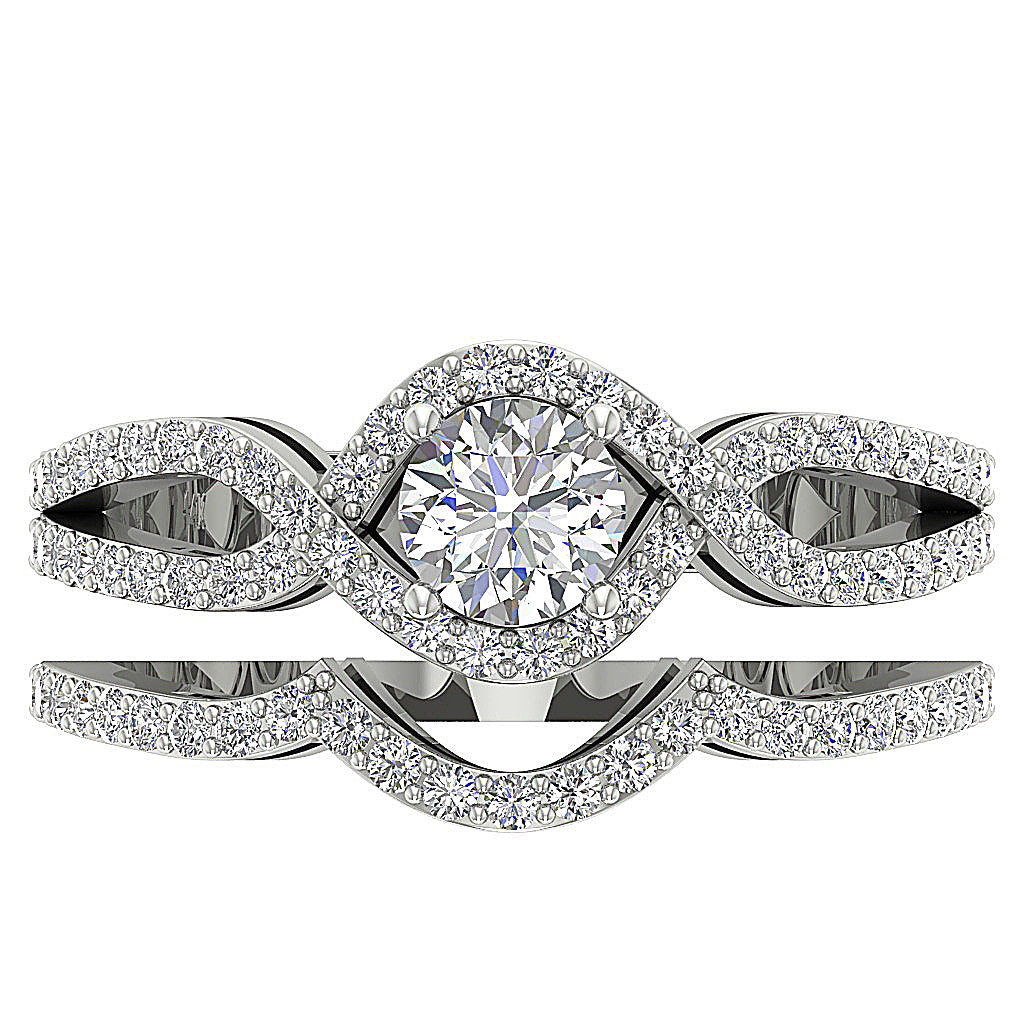 TopViewLabGrownRoundDiamondBridalAnniversaryRingSet