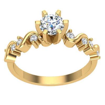 Round Cut Solitaire Diamond Engagement Ring I1 G 0.70 Carat 14K Yellow Gold