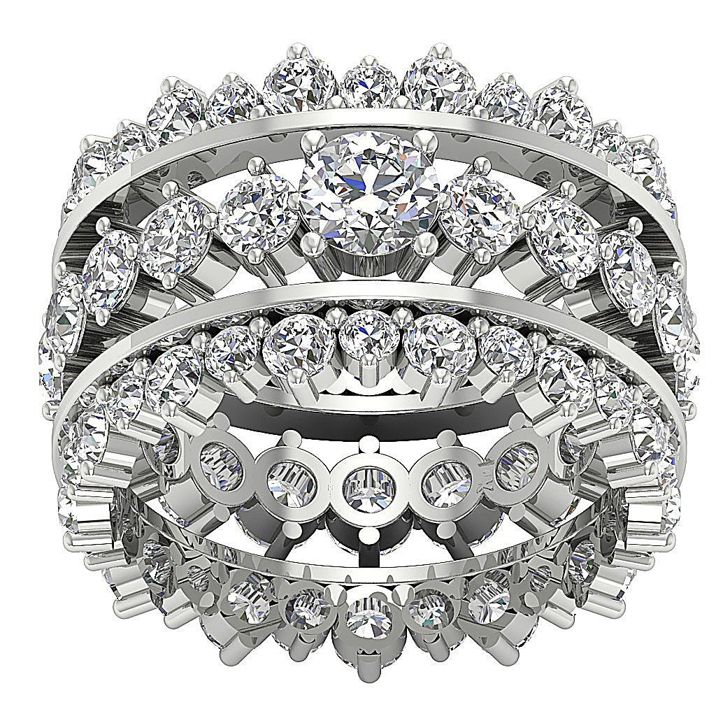 SI1 G 5.60 Ct Eternity Bridle Triple Band Ring Round Cut Diamond