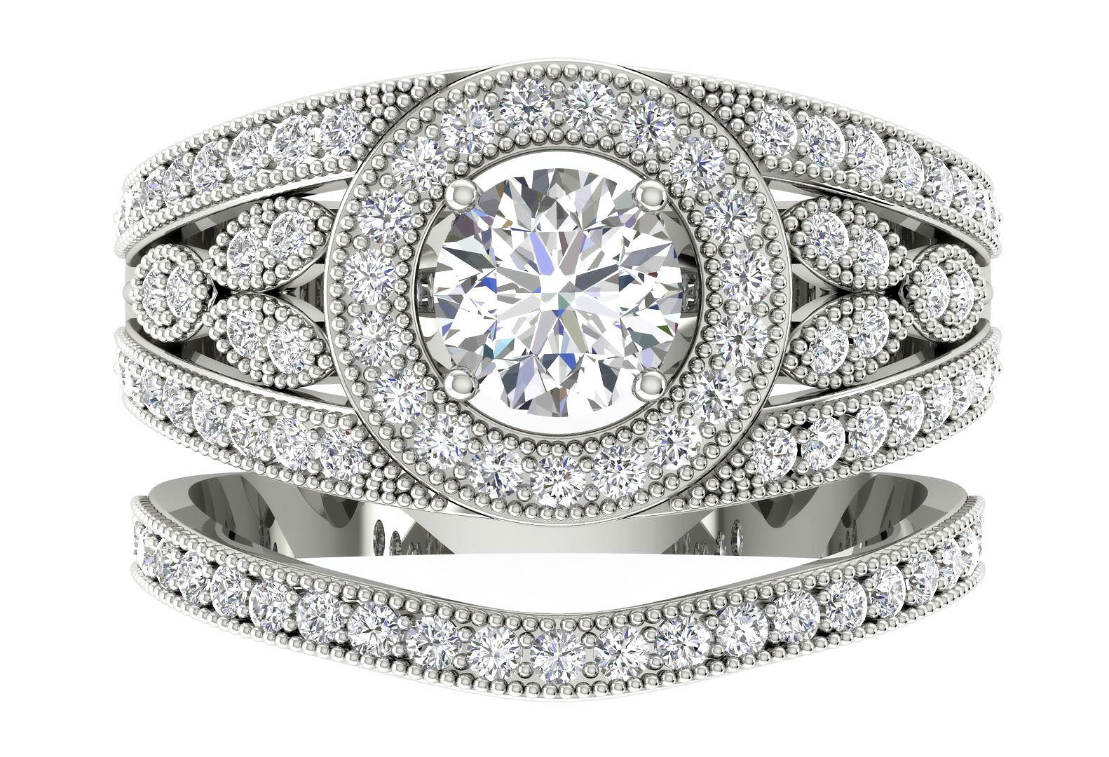 Designer Halo Vintage Solitaire Engagement Ring Round Cut Diamond I1 G 1.75 Ct