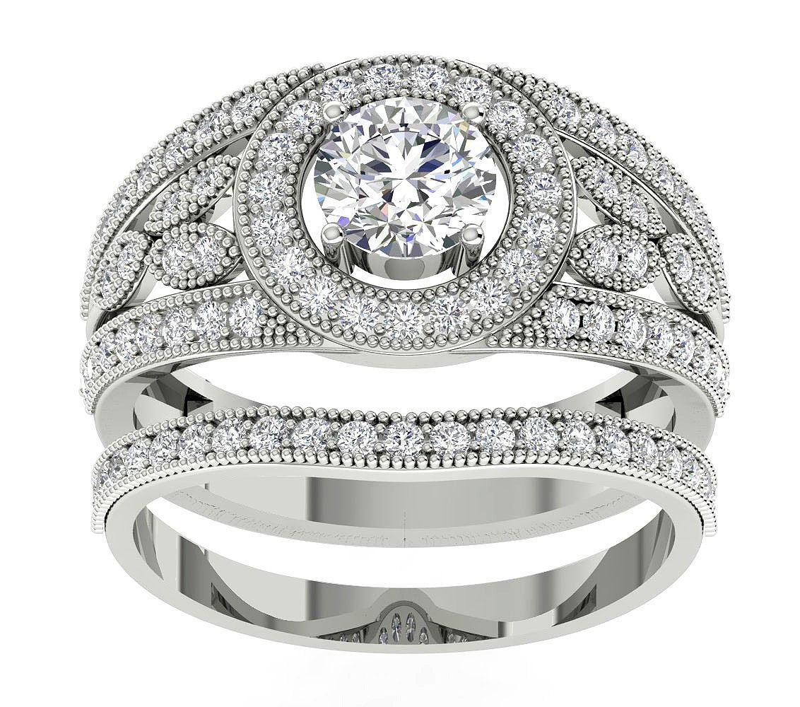 Designer Halo Vintage Solitaire Engagement Ring Round Cut Diamond I1 G 1.75 Ct