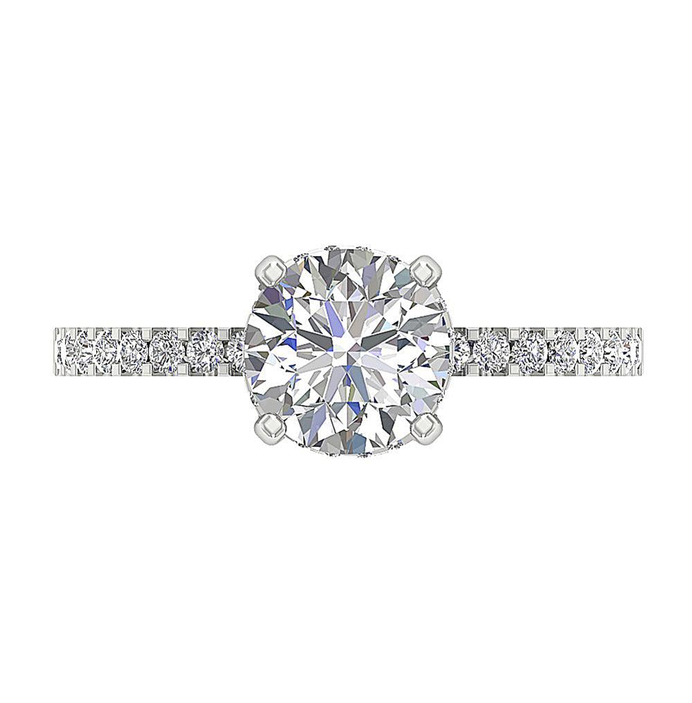 Accent Solitaire Wedding Round Cut Diamond Ring SI1 G 1.40 Ct 14k Solid Gold