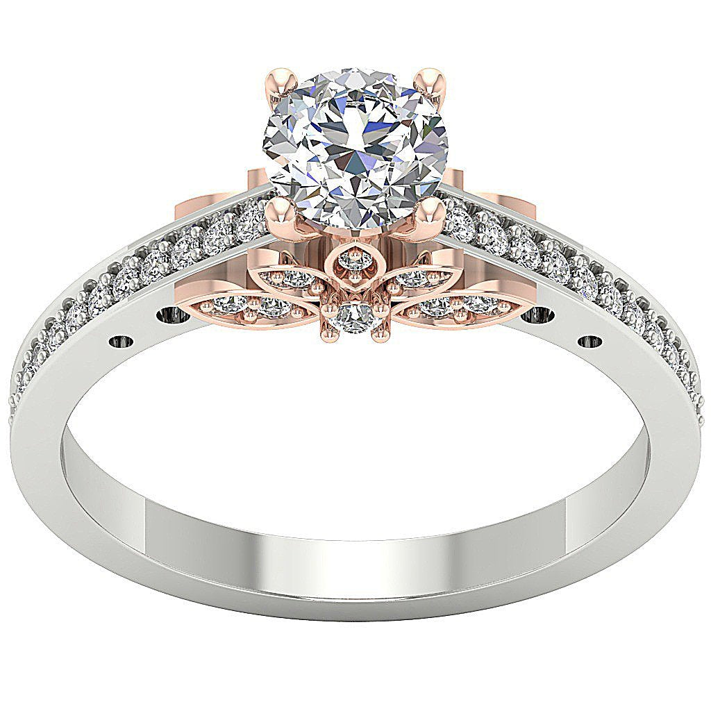 Accent With Solitaire Anniversary Natural Diamond Ring I1 G 1.10 Ct 14k Solid Gold