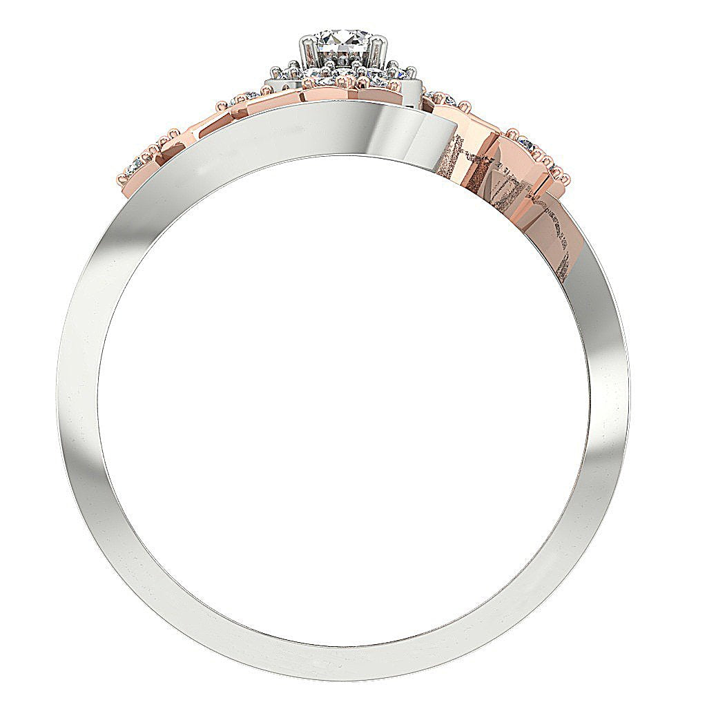 14k Solid Gold Accent Solitaire Halo Engagement Ring Natural Diamond I1 G 0.65 Ct Prong Bezel Set