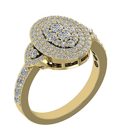 Designer Right Hand Anniversary Ring Round Diamond SI1 G 1.50 Ct 14k Yellow Gold Prong Set