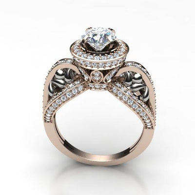 Natural Diamond Designer Engagement Ring SI1 G 2.00 Ct 14k White Gold Prong Set 10.30 MM