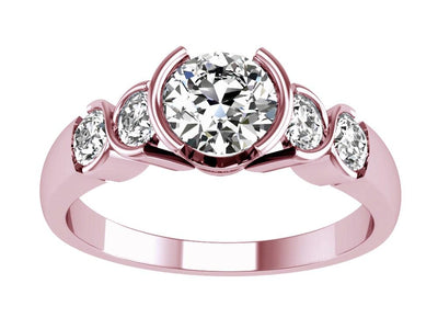 Bezel Set Designer Five Stone Wedding Ring Genuine Diamond 14k White Gold SI1 G 1.20 Ct
