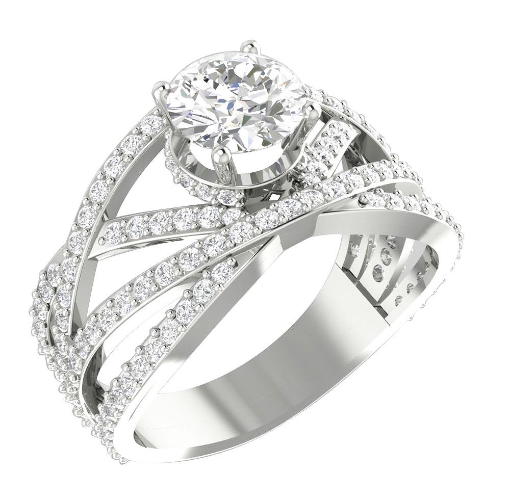 Designer Fashion Solitaire Ring I1 G 2.00 Carat Round Diamond 14k Solid Gold