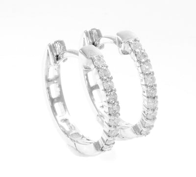 Round Hoop Engagement Earrings Natural Diamond VS1 E 0.25 Ct 14k/18k Solid Gold Prong Set