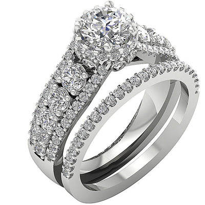 Genuine Diamond 14K Solid Gold Bridal Wedding Ring Prong Set I1 G 3.05 Carat 8.90 MM