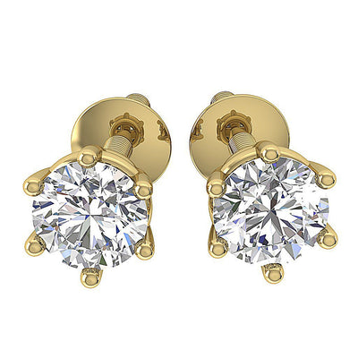 SI1/I1 G 0.45 Ct Natural Diamond 14k/18k Solid Gold Solitaire Studs Earrings