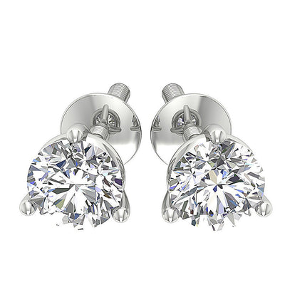 Round Diamond Solitaire Studs Anniversary Earrings VS1 E 0.45 Ct 14k/18k White Gold Prong Set