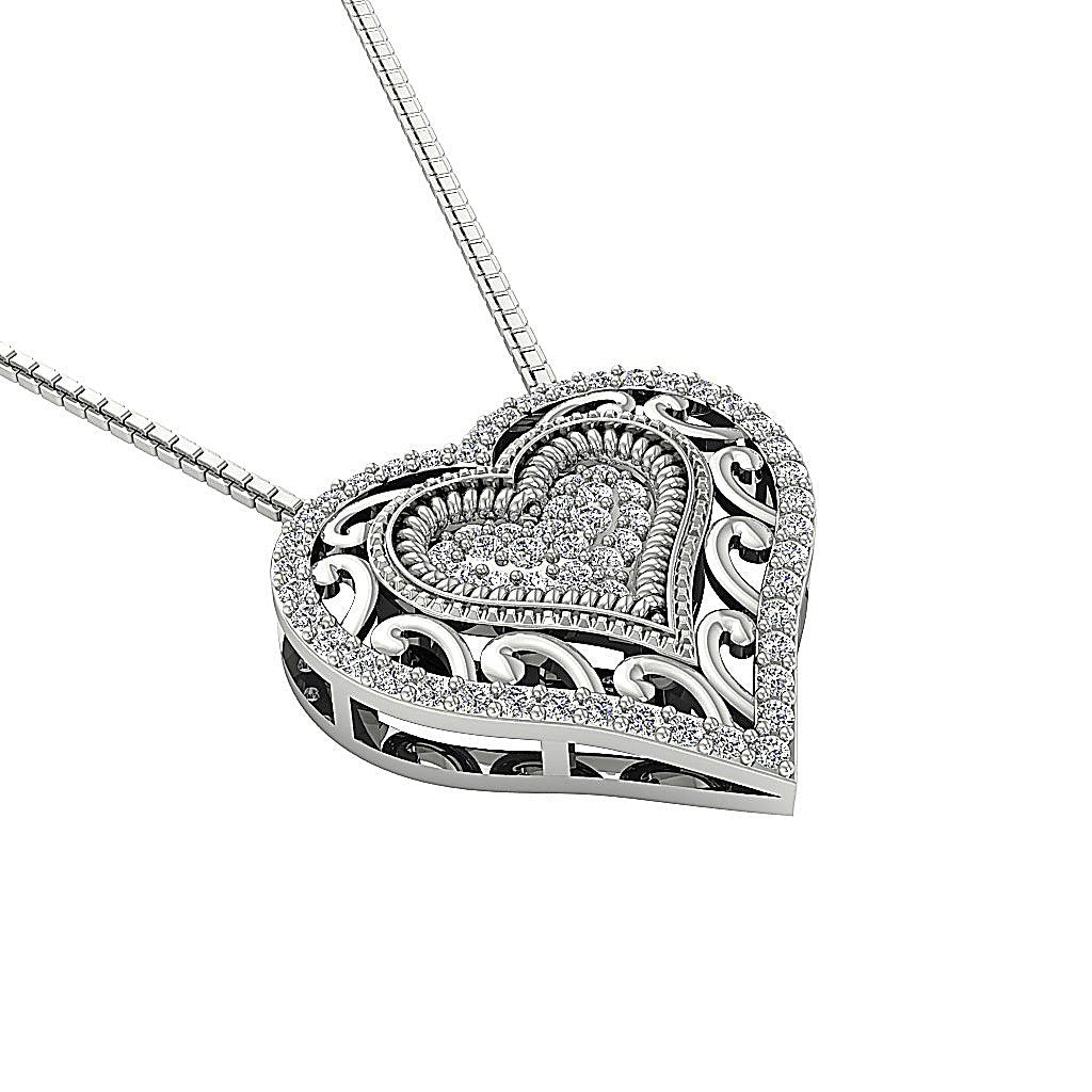 SI1/I1 G 0.45 Ct Natural Diamond 14k/18k Solid Gold Unique Heart Pendant