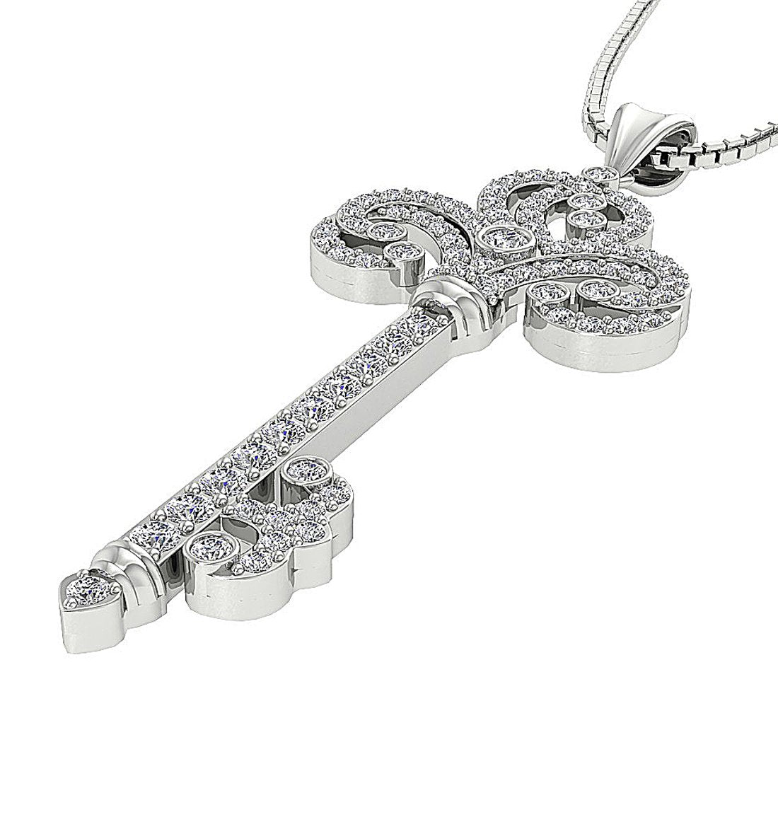 SI1/I1 G 0.80 Carat Natural Diamond 14k/18k Solid Gold Unique Key Shape Pendant