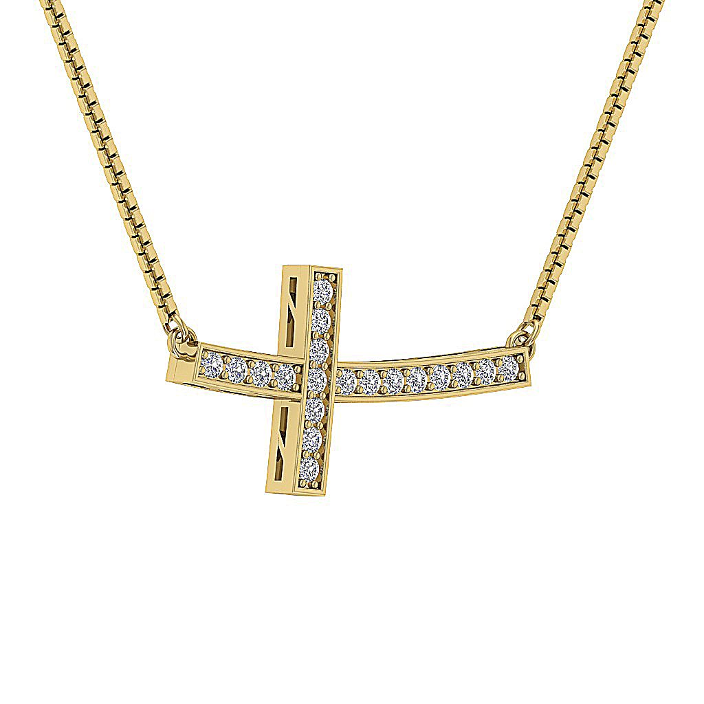 14k/18k White Yellow Rose Gold Cross Anniversary Pendants Round Diamond VVS1/VS1/SI1/I1 0.35 Ct Prong Set