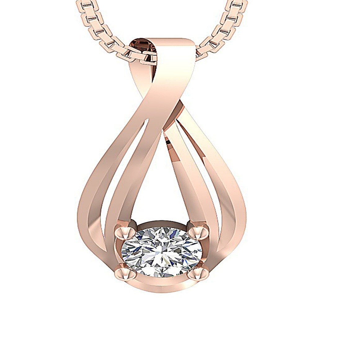 VS1/SI1/I1 0.30 Ct Round Diamond 14k/18k Gold Designer Solitaire Pendants