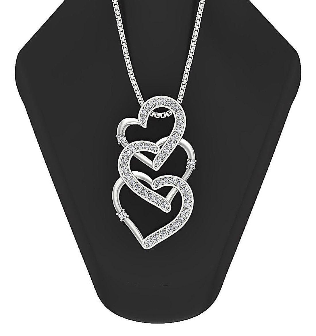 VVS1/VS1/SI1/I1 0.65 Ct Three Heart Pendant 14k/18k Gold Round Diamond