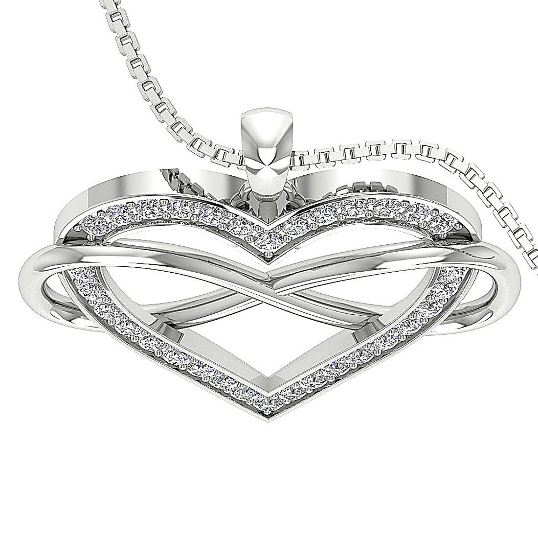 Round Diamond VVS1/VS1/SI1/I1 0.55 Ct Heart Infinity Shape Pendant 14k/18k Gold