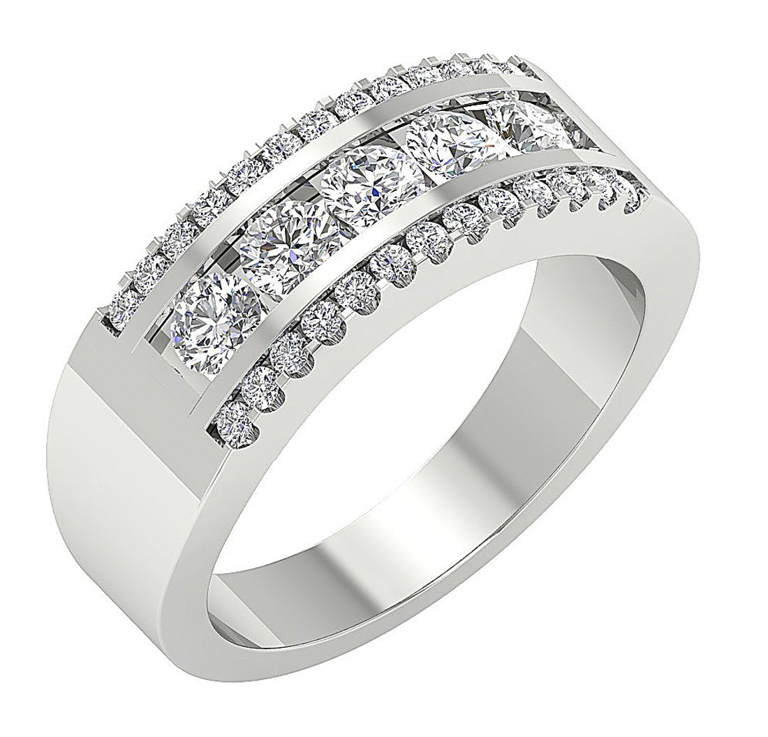 14k Solid Gold Round Diamond SI1/I1 G 1.75 Ct Unique Mens Wedding Ring