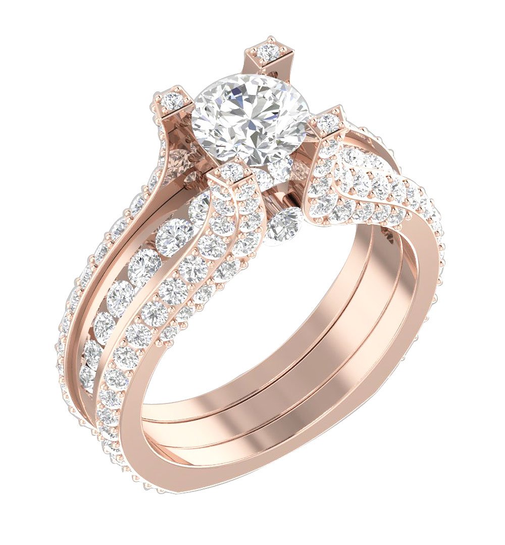 Round Diamond 14K Solid Gold Halo Bridal Anniversary Ring Prong Channel Set I1 G 3.75 Carat