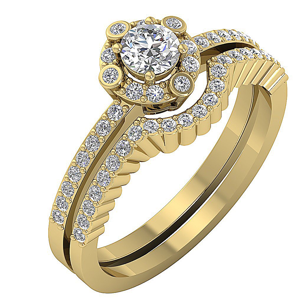 Designer Bridal Ring Round Diamond I1 G 0.80 Carat 14K Solid Gold 9.40 MM