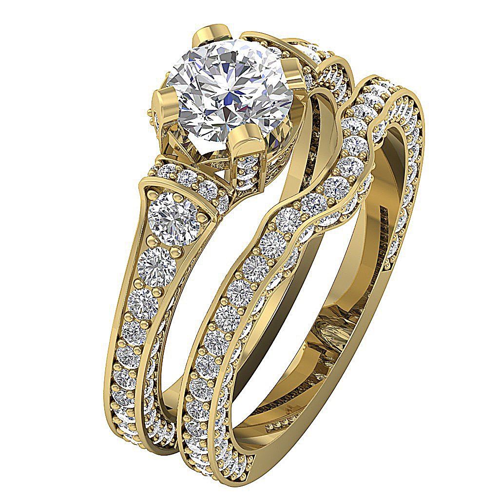Solitaire Engagement And Wedding Band Sets I1 G 3.20 Ct Genuine Diamond 14K Gold