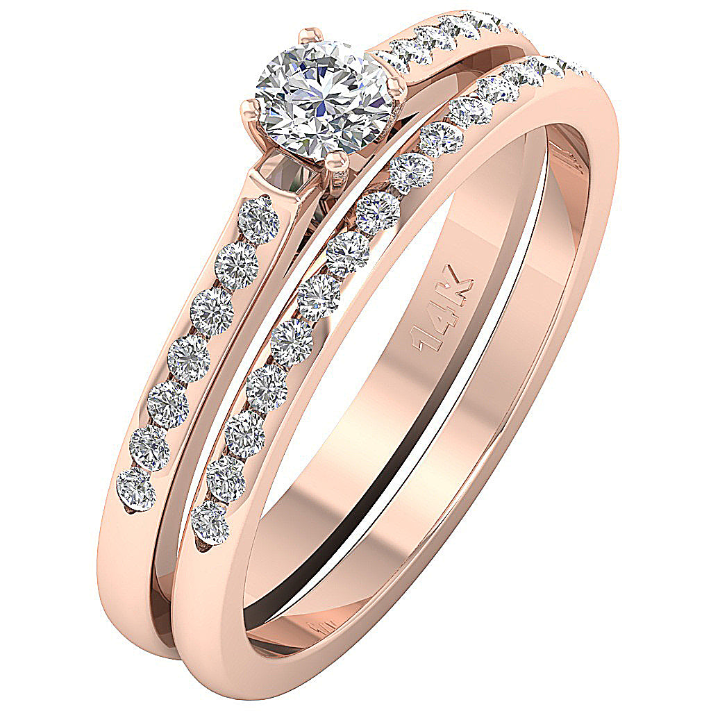 VintageStyleBridalWeddingRingSet14kRoseGold