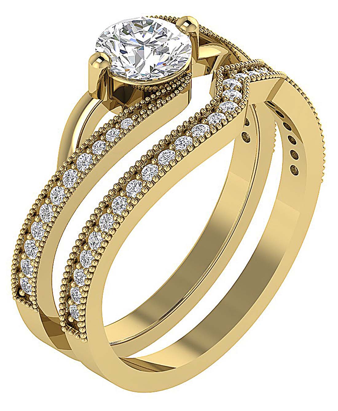 14K Solid Gold Bridal Anniversary Ring Prong Set SI1 G 1.25 Carat Round Diamond 9.20 MM