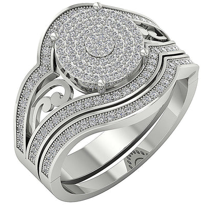 14K Solid Gold Milgrain Halo Bridal Engagement Ring Natural Diamond Prong Set I1 G 0.75 Carat